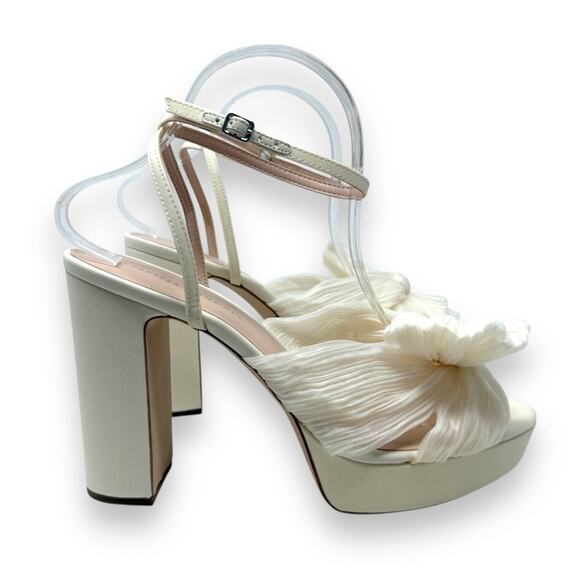 NWOT Loeffler Randall Natalia Pleat Knot Slip On Platform Sandal White 10 Womens - Picture 2 of 15